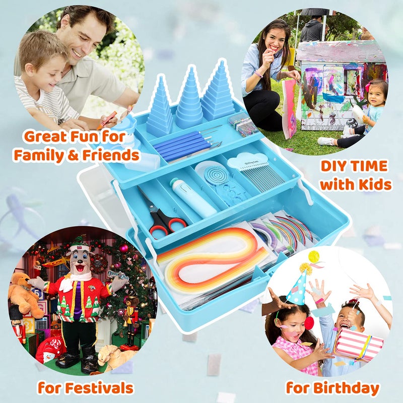 JoyPlus Quilling Kits for Beginners with Manual, 24 Tools & Supplies with Durable Storage Box, Updated Paper Crimper Tool, Premium Husking Board & Electronic Pen Blue - Image 4